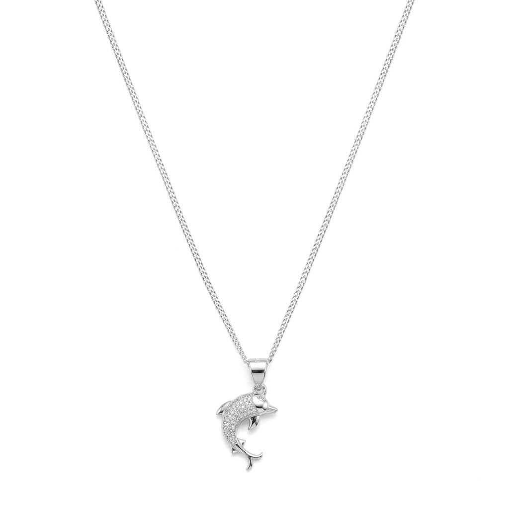 925 Silver Dolphin Stone Necklace