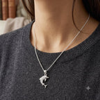 925 Silver Dolphin Stone Necklace