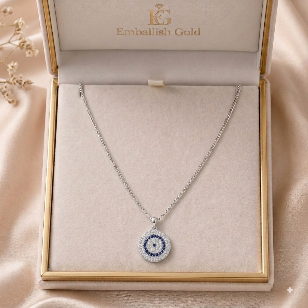925 Silver Round Stone Necklace
