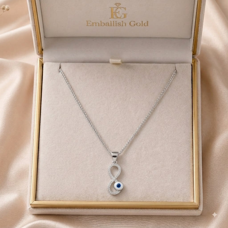 925 Silver Infinity Evil Eye Necklace - 925 Silver Necklace - Embellish Gold Jewelry & Diamond