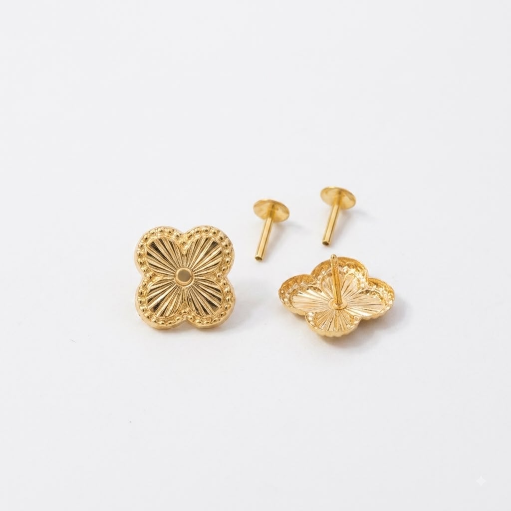 18K Real Gold VC Necklace And Earring Set