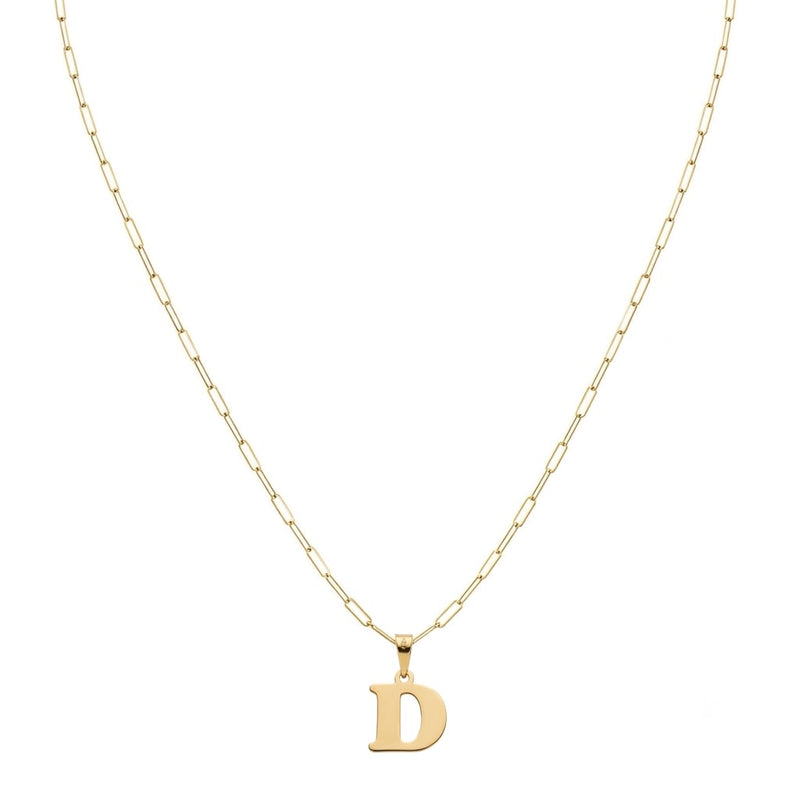 18k Gold D Initial Paperclip Necklace - 18k Gold Necklace - Embellish Gold Jewelry & Diamond