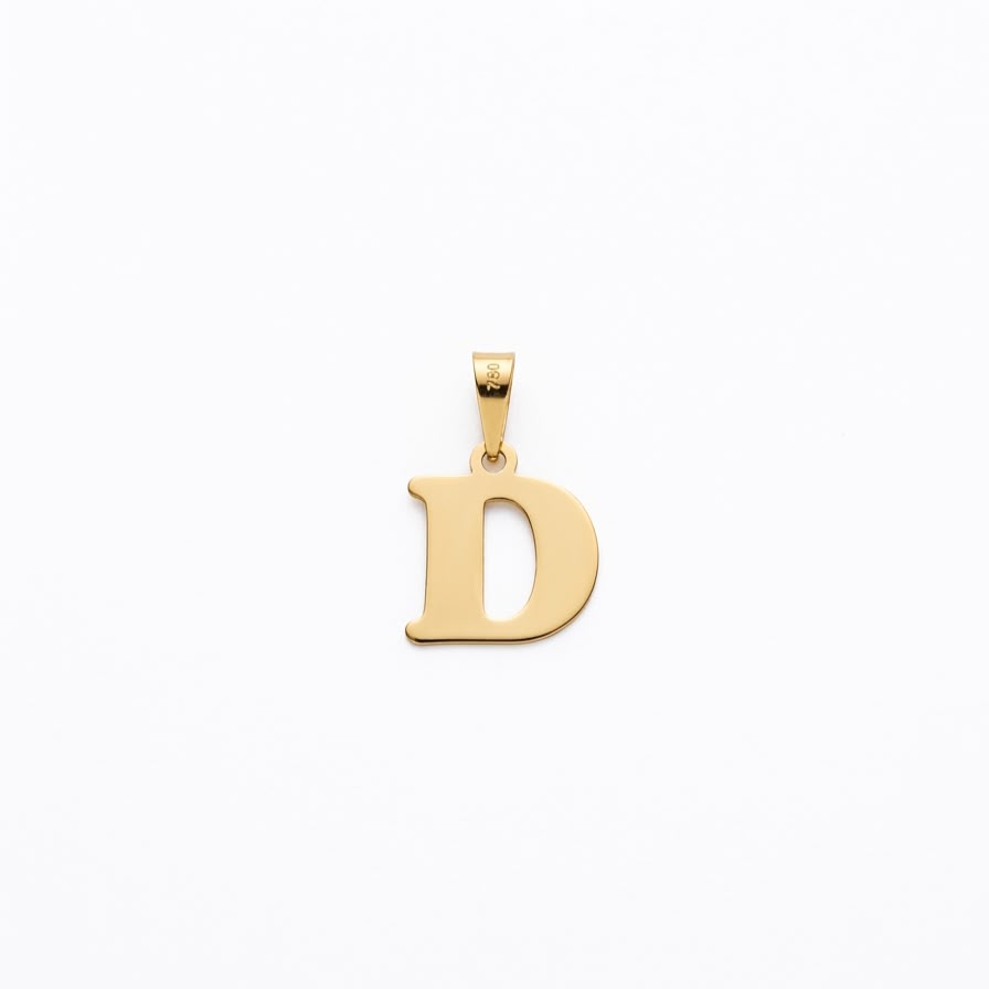 18k Gold D Initial Paperclip Necklace