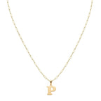 18k Gold P Initial Paperclip Necklace