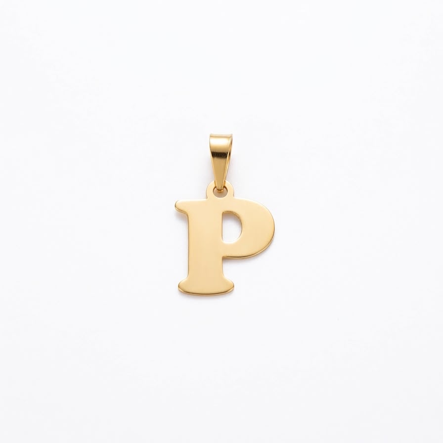 18k Gold P Initial Paperclip Necklace