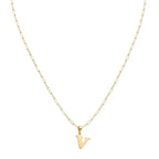 18k Gold V Initial Paperclip Necklace