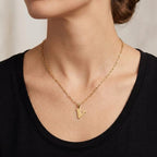 18k Gold V Initial Paperclip Necklace