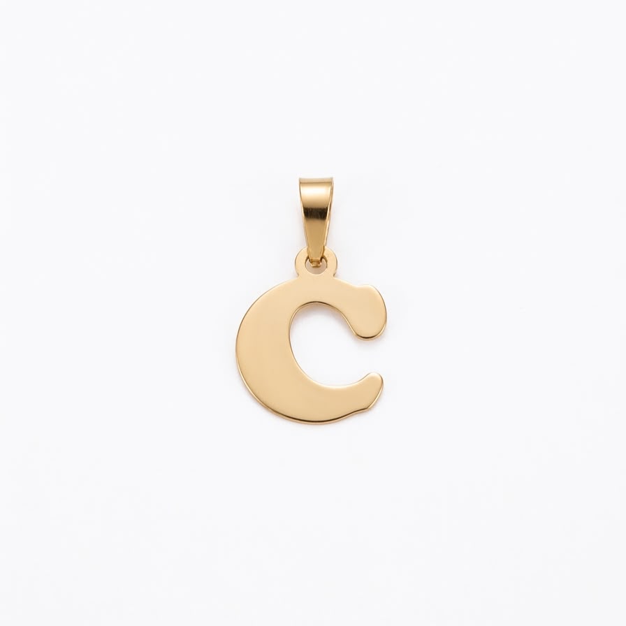18k Gold C Initial Paperclip Necklace