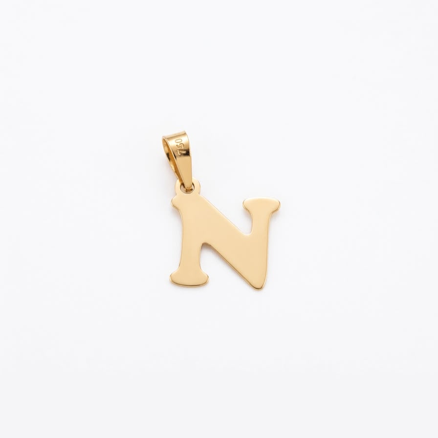 18k Gold N Initial Paperclip Necklace