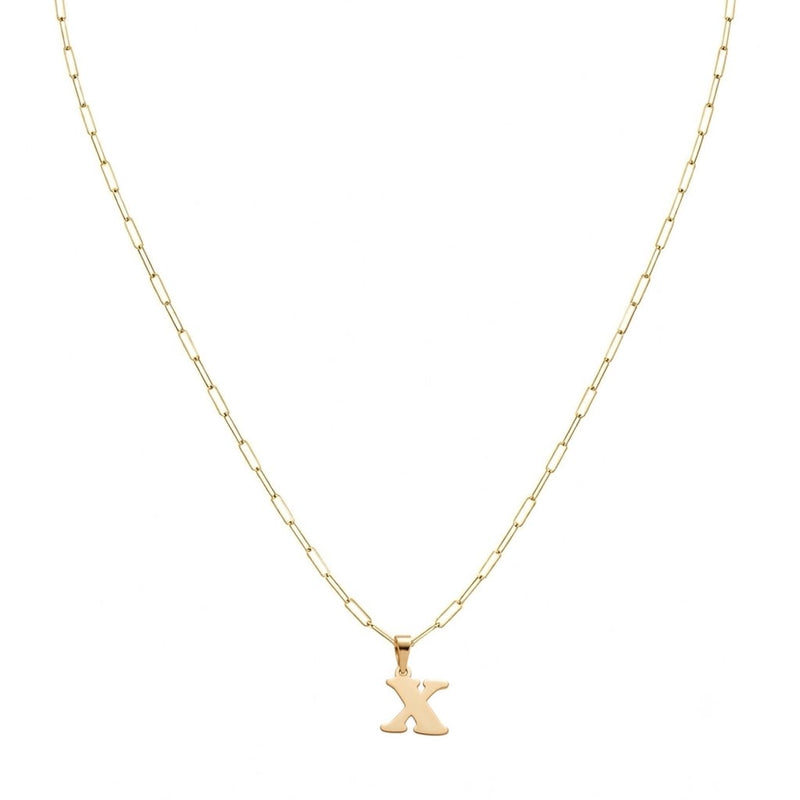 18k Gold X Initial Paperclip Necklace - Necklaces - Embellish Gold Jewelry & Diamond
