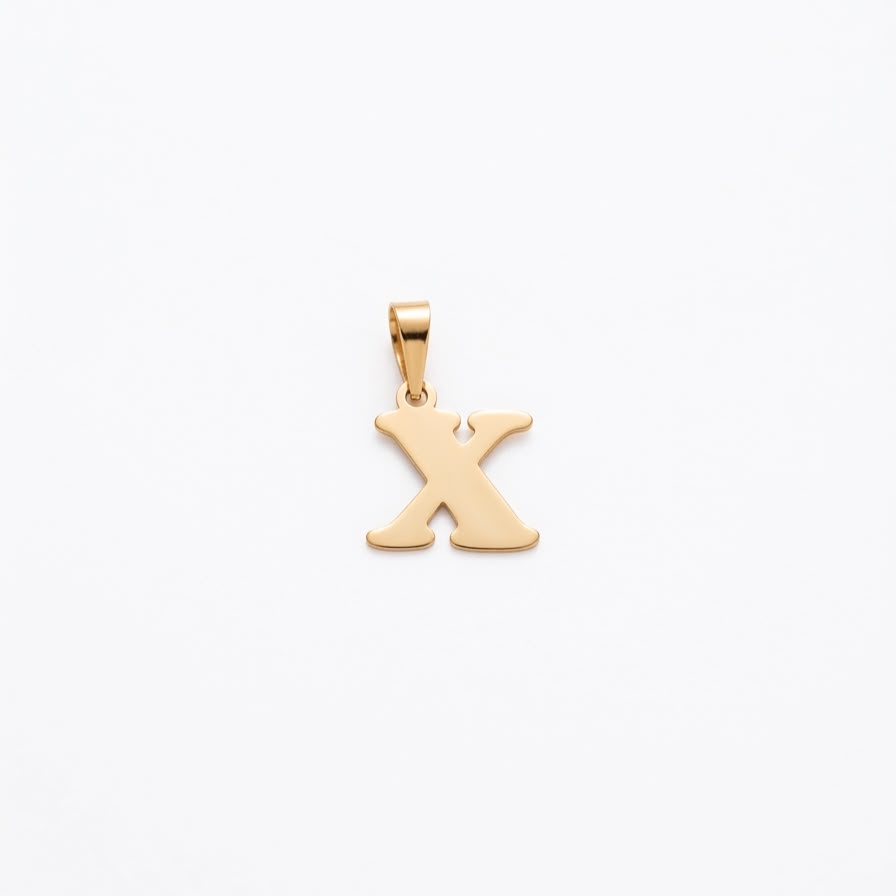 18k Gold X Initial Paperclip Necklace