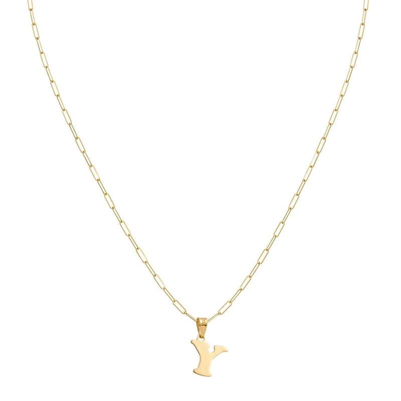 18k Gold Y Initial Paperclip Necklace - Necklaces - Embellish Gold Jewelry & Diamond