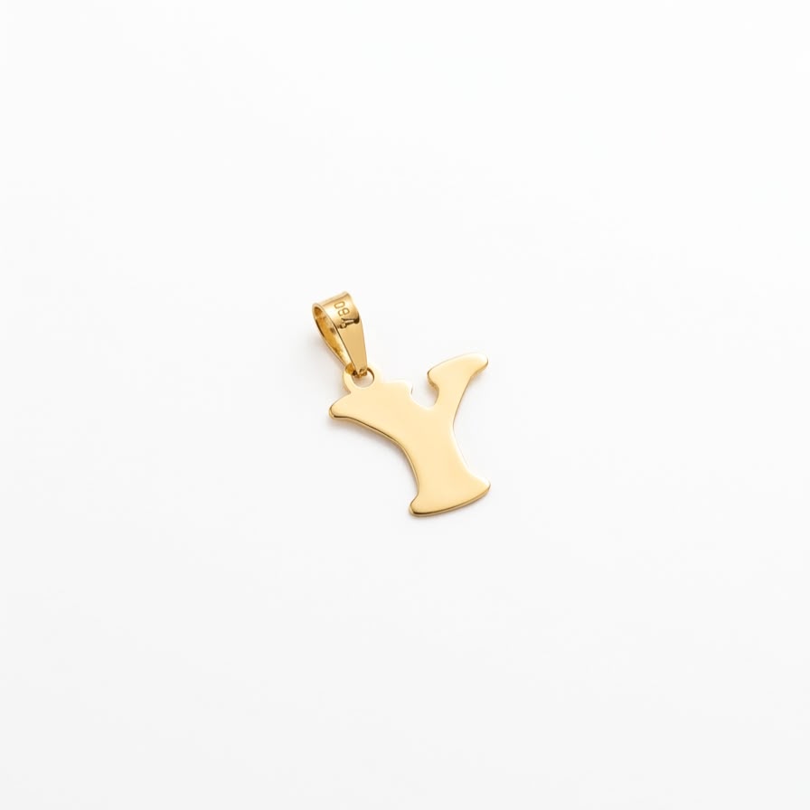 18k Gold Y Initial Paperclip Necklace