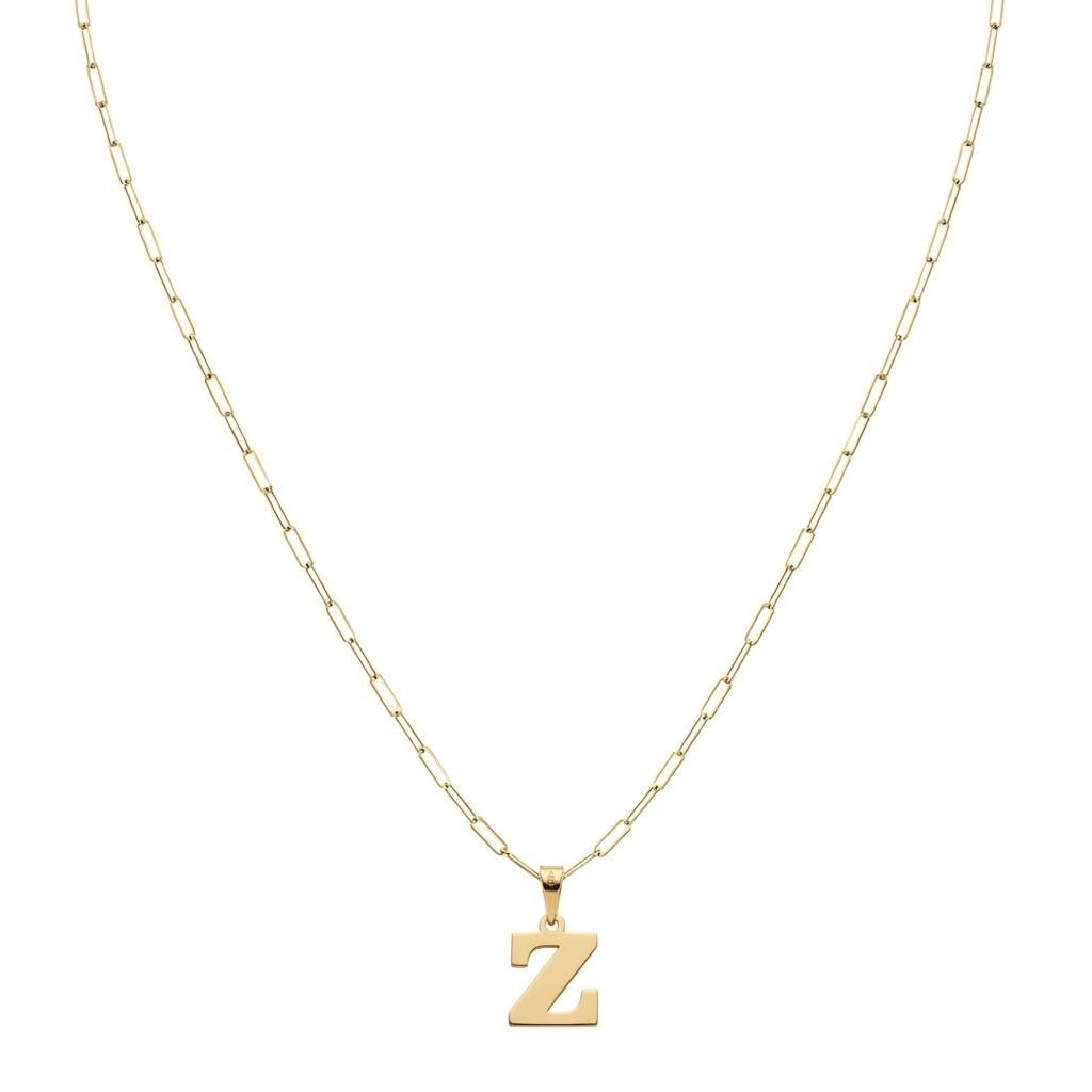 18k Gold Z Initial Paperclip Necklace