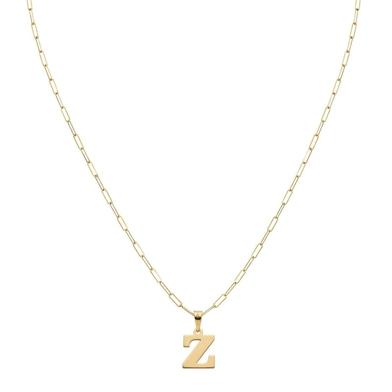 18k Gold Z Initial Paperclip Necklace - Necklaces - Embellish Gold Jewelry & Diamond
