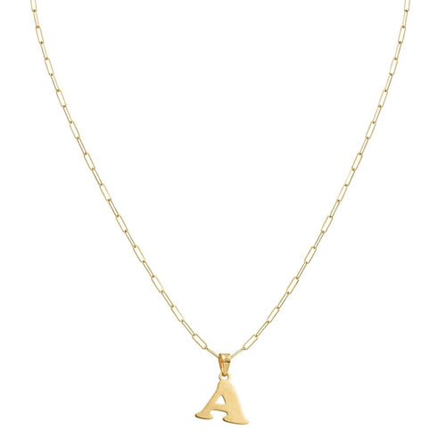 18k Gold A Initial Paperclip Necklace - متجر 99 - Embellish Gold Jewelry & Diamond
