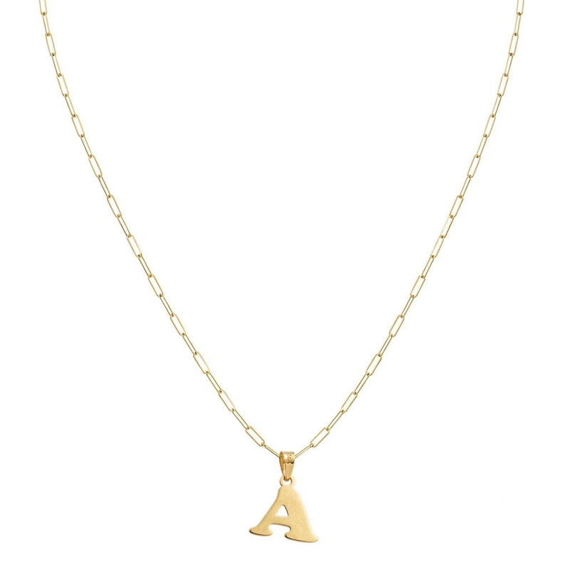 18k Gold A Initial Paperclip Necklace - Necklaces - Embellish Gold Jewelry & Diamond