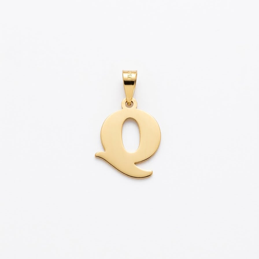 18k Gold Q Initial Paperclip Necklace