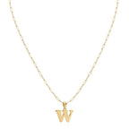 18k Gold W Initial Paperclip Necklace