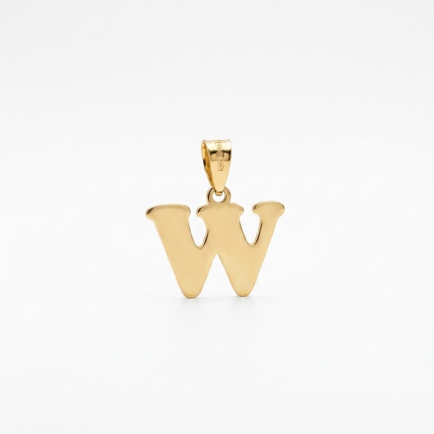 18k Gold W Initial Paperclip Necklace