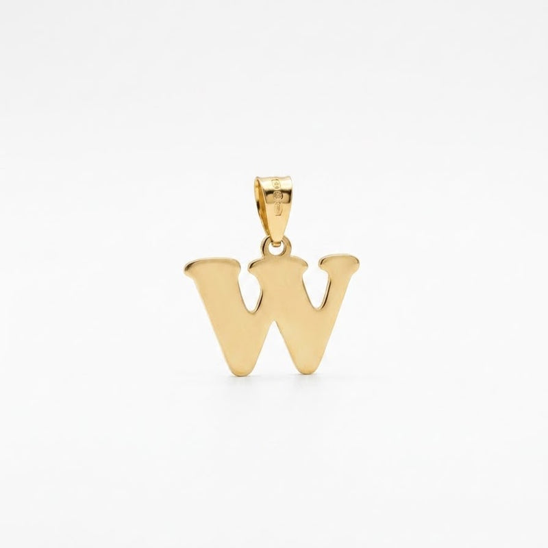 18k Gold W Initial Paperclip Necklace - Necklaces - Embellish Gold Jewelry & Diamond