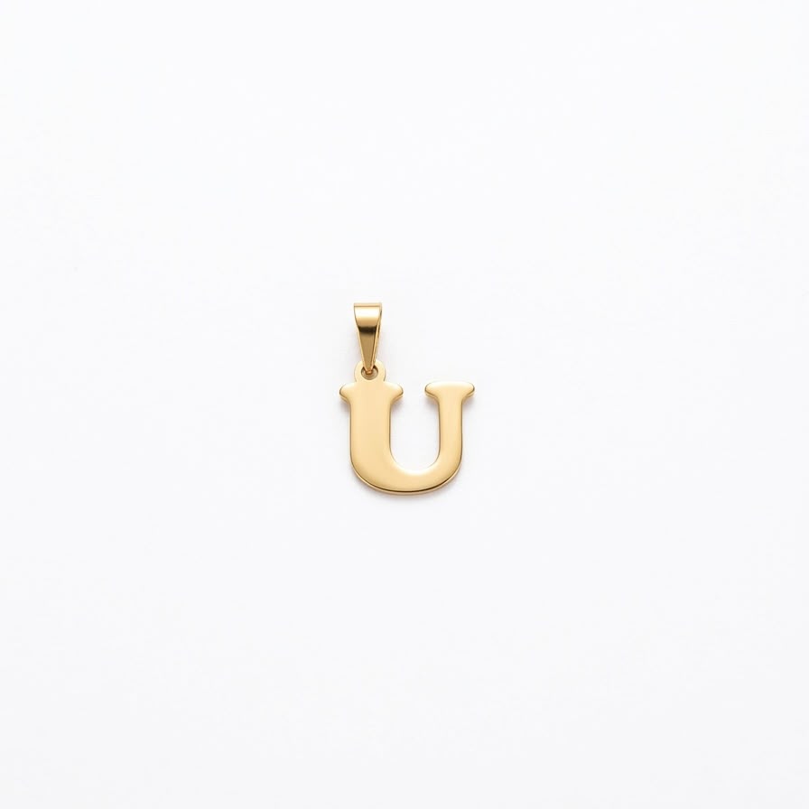 18k Gold U Initial Paperclip Necklace