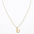 18k Gold U Initial Paperclip Necklace