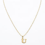 18k Gold U Initial Paperclip Necklace
