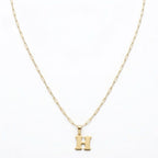 18k Gold H Initial Paperclip Necklace