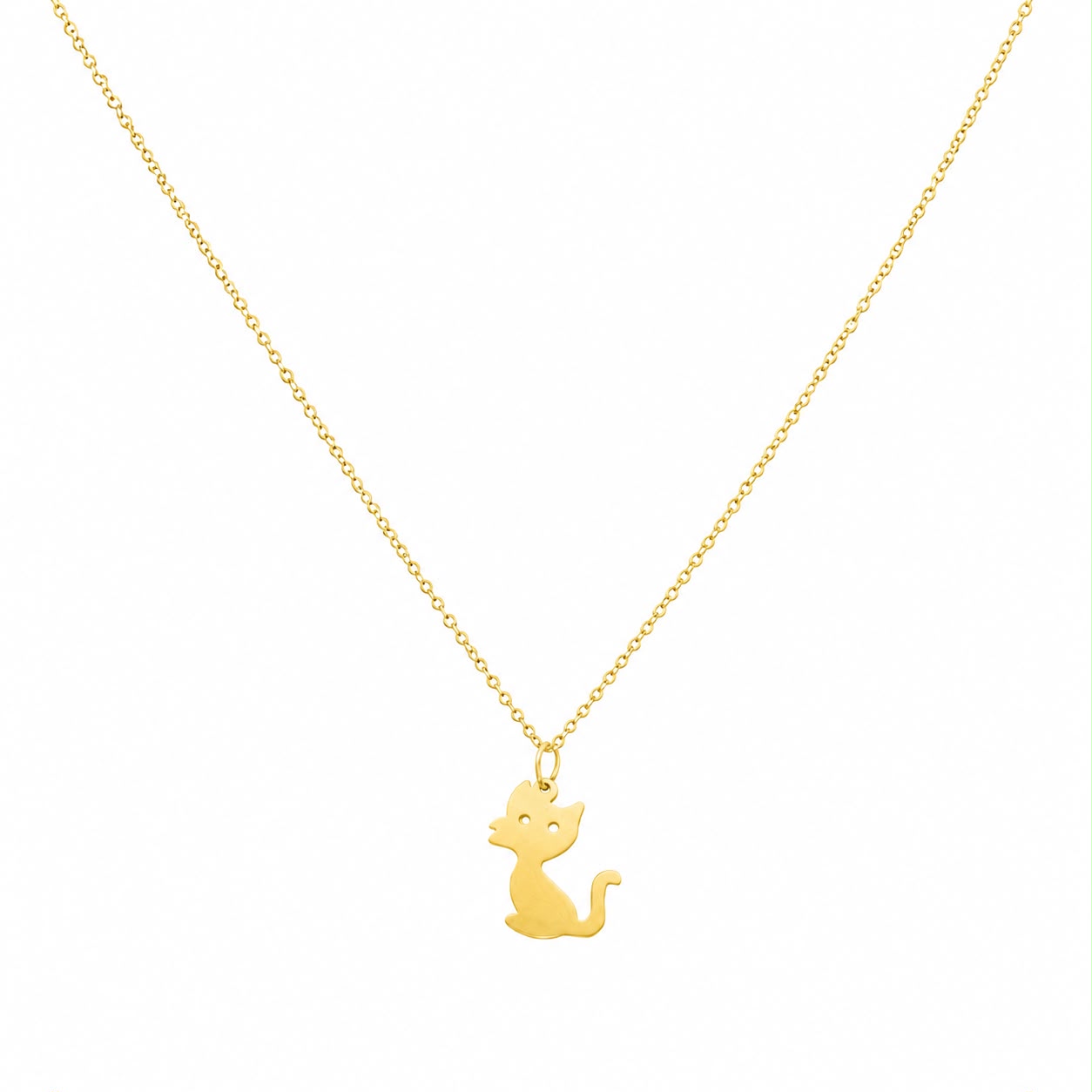 18k Gold Cat Necklace