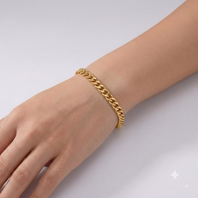 18K Real Gold Link Inspired Bracelet - Gold Bracelets - Embellish Gold
