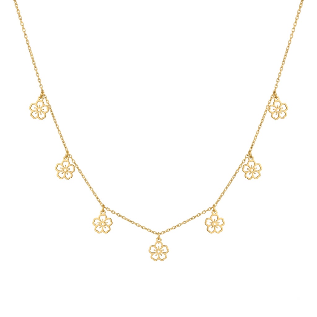 18k Gold 7 Flower Necklace