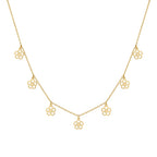 18k Gold 7 Flower Necklace