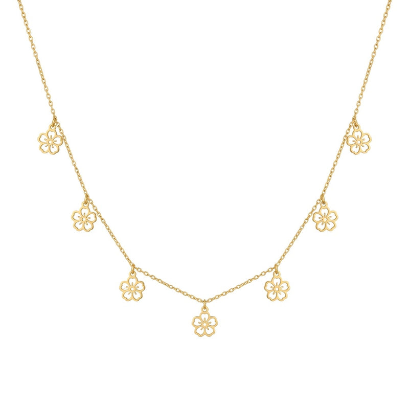 18k Gold 7 Flower Necklace - Festive Collection - Embellish Gold Jewelry & Diamond