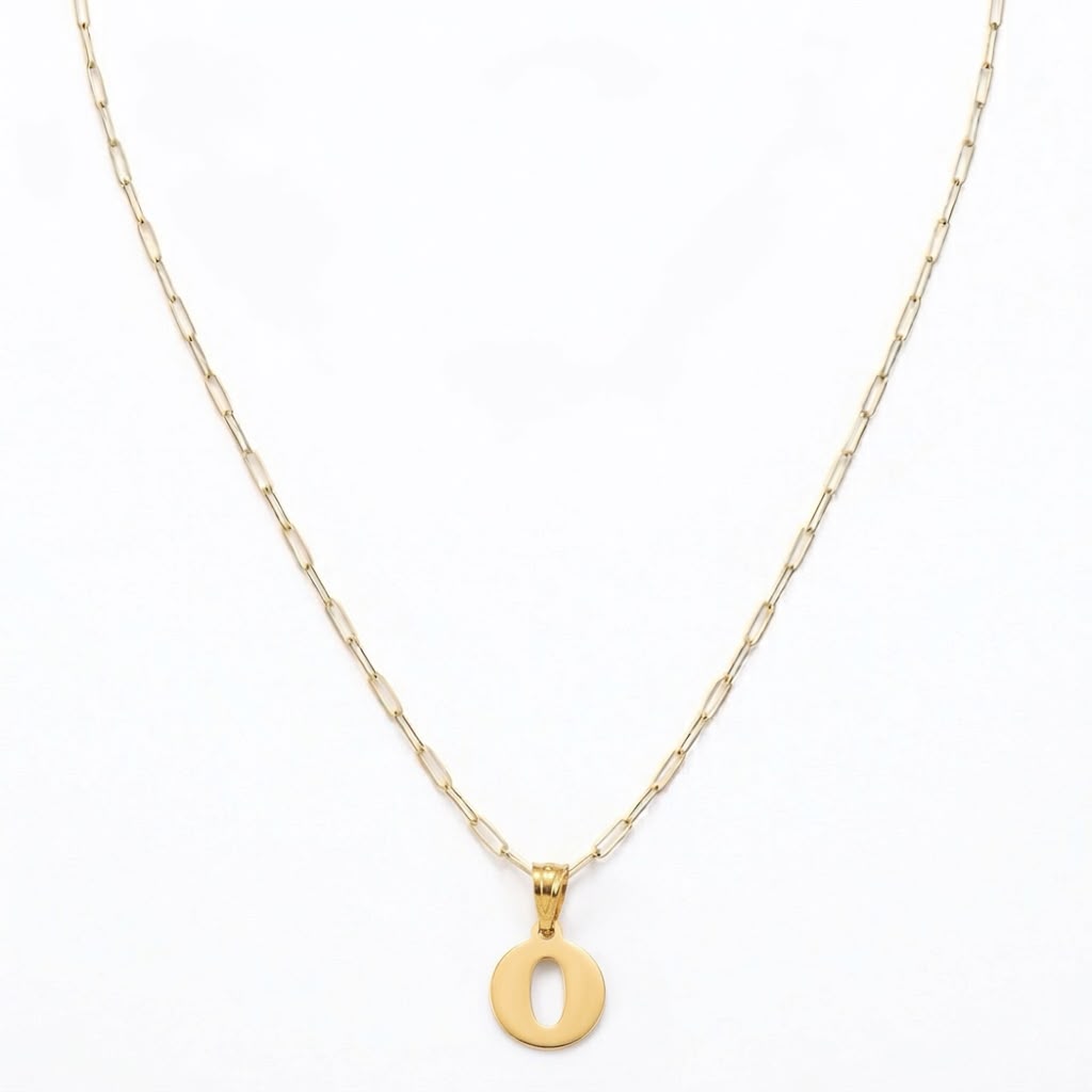 18k Gold O Initial Paperclip Necklace