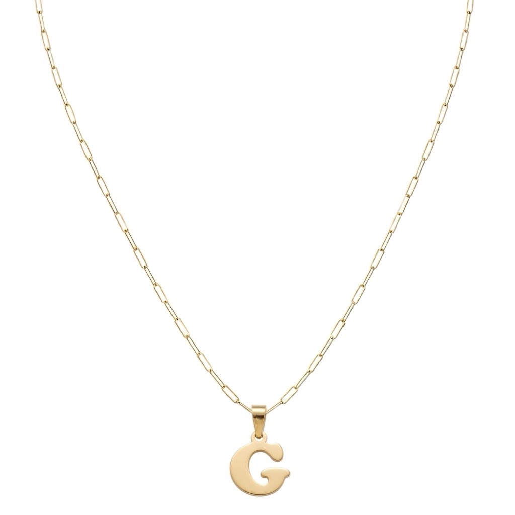 18k Gold G Initial Paperclip Necklace