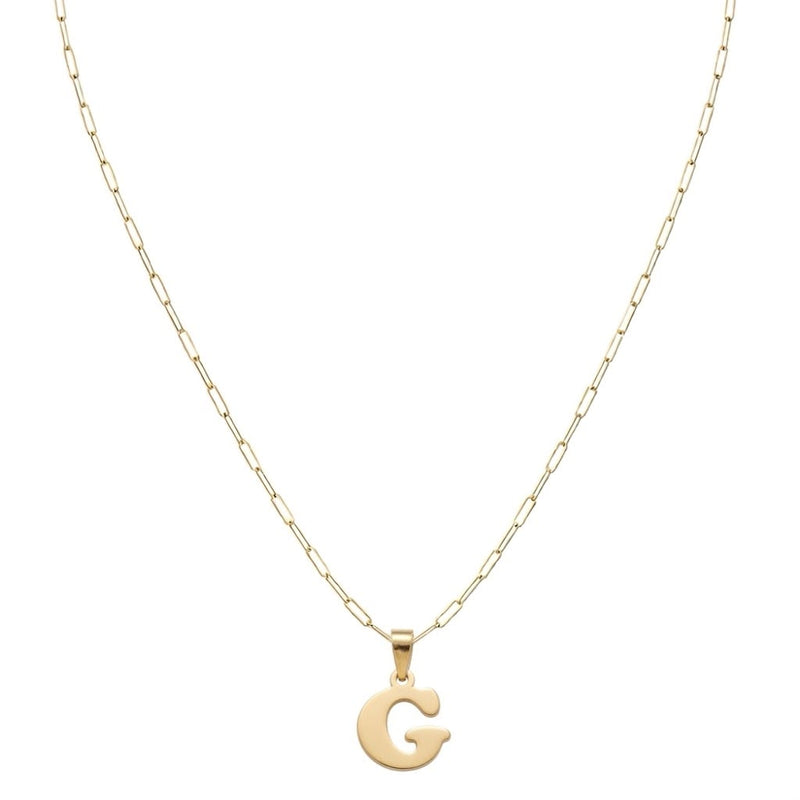 18k Gold G Initial Paperclip Necklace - Necklaces - Embellish Gold Jewelry & Diamond