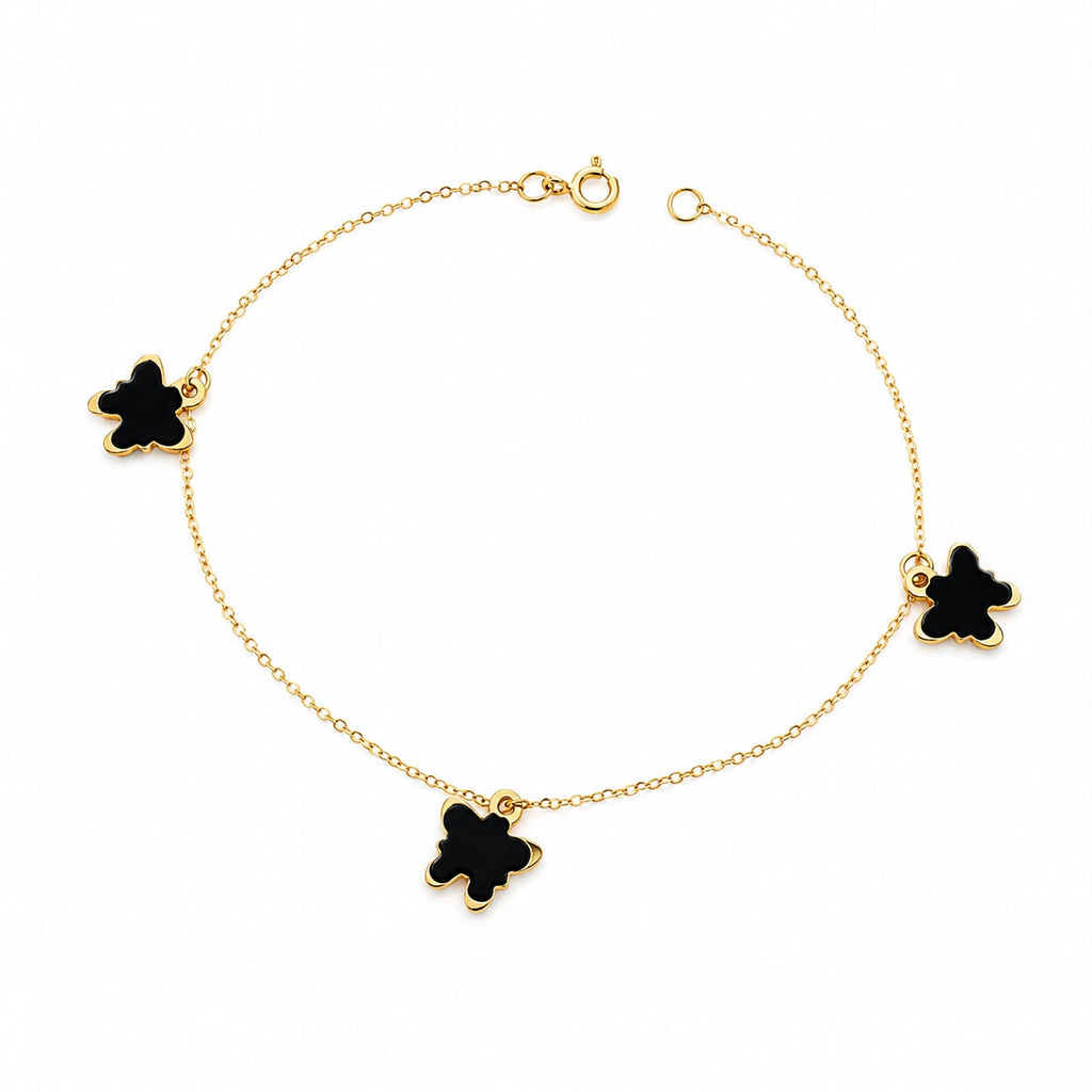 18K Real Gold Black Butterfly Bracelet