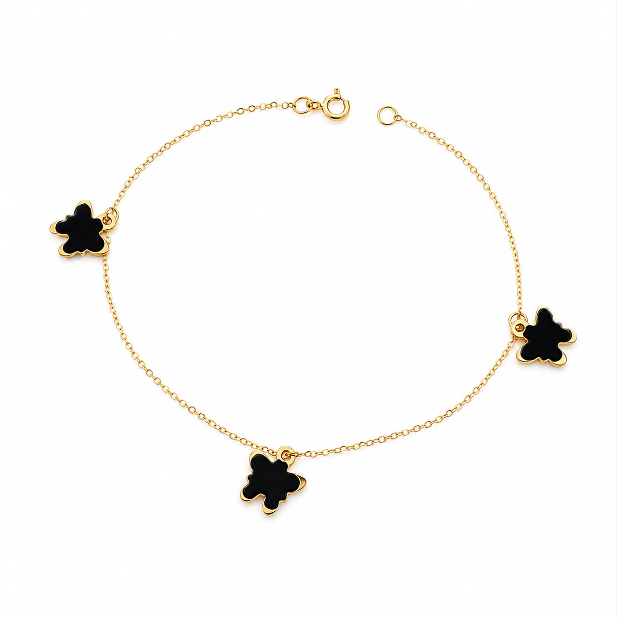 18K Real Gold Black Butterfly Bracelet
