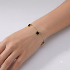 18K Real Gold Black Butterfly Bracelet