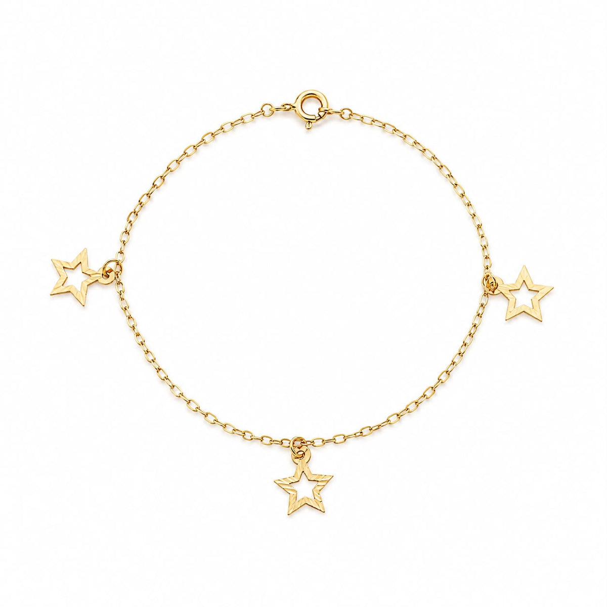 مجموعة زهرة من الذهب الحقيقي عيار 18 قيراط مع سلسلة مرآة - 18k Gold Bracelet - Embellish Gold
