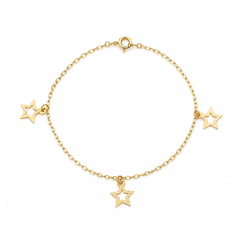 مجموعة زهرة من الذهب الحقيقي عيار 18 قيراط مع سلسلة مرآة - 18k Gold Bracelet - Embellish Gold