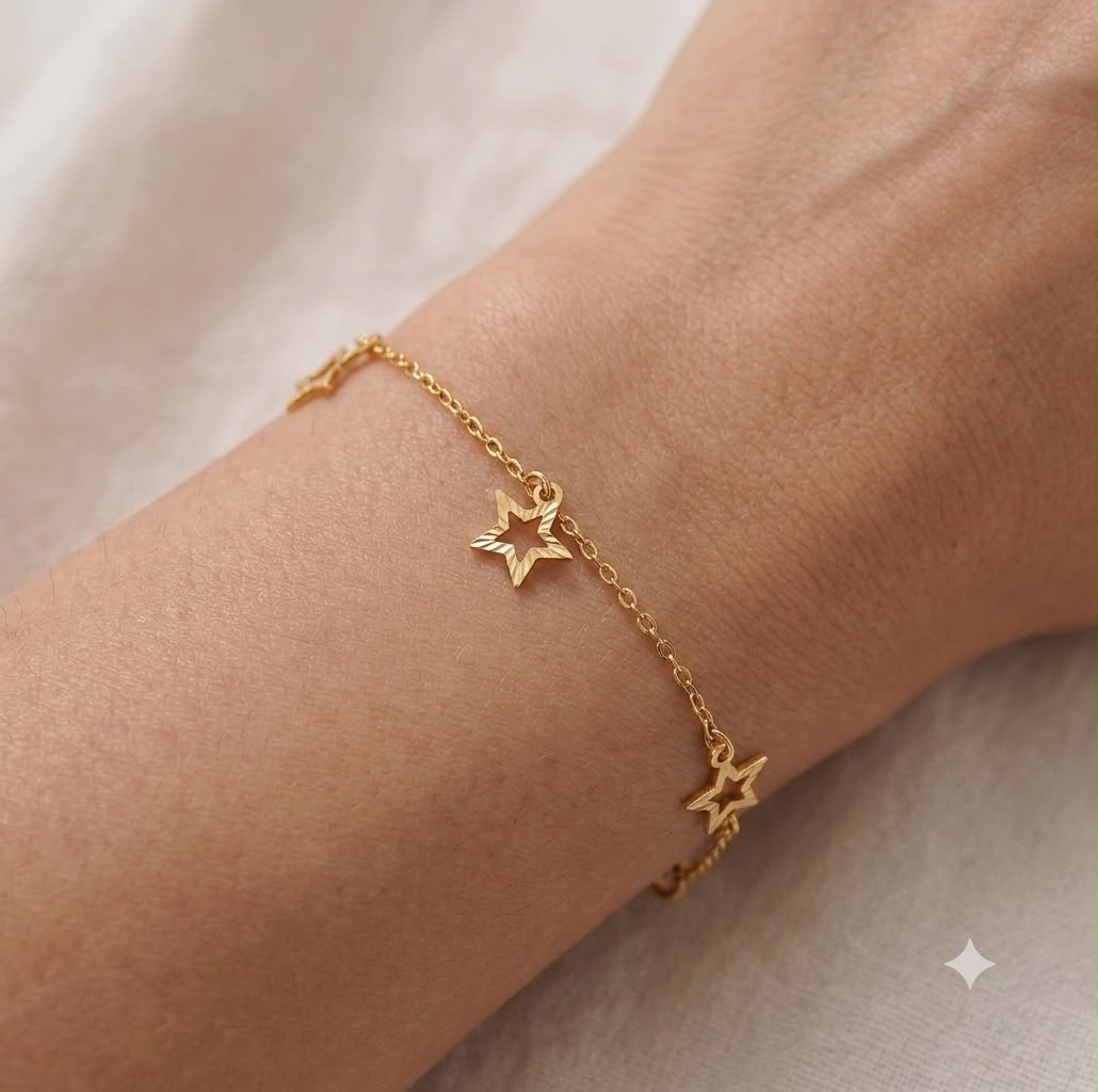 18K Gold 3 Star Bracelet
