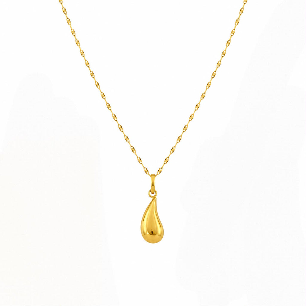 18K Real Gold Tear Drop Necklace And Earring Set - إطلاق جديد - Embellish Gold
