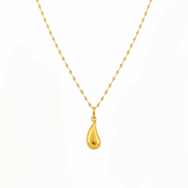 18K Real Gold Tear Drop Necklace And Earring Set - Jewelry Set - Embellish Gold