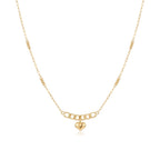 18k Gold Heart with Round Clip Necklace