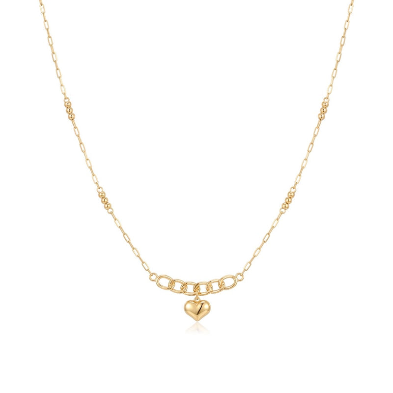 18k Gold Heart with Round Clip Necklace - Necklaces - Embellish Gold Jewelry & Diamond