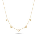 18k Gold 5 Heart Necklace - 18k Gold Necklace - Embellish Gold Jewelry & Diamond