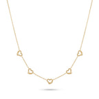 18k Gold 5 Heart Necklace