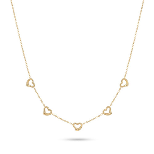 18k Gold 5 Heart Necklace - THE 199 STORE - Embellish Gold Jewelry & Diamond